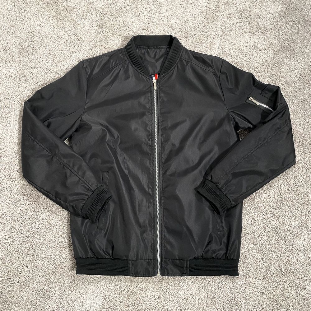 Vogue FS Bomber Jacket Mens 2XL Dark Satin Black Coat Lined Classic Look